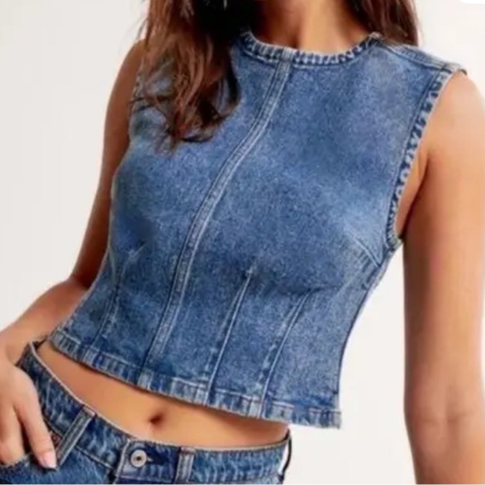 Abercrombie & Fitch Blue Denim Top